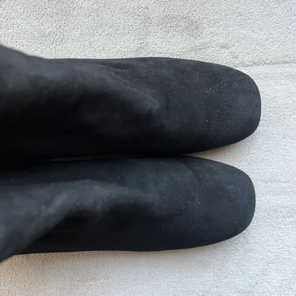 VINCE Black Suede Leather Ankle Boots Women’s 7 M Soft Square‎ Toe Side Zip